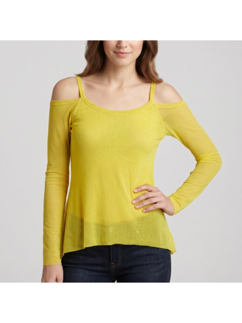 Sweet Pea Women's Long Sleeve Cold Shoulder Top in Yellow & size Medium NWOT
